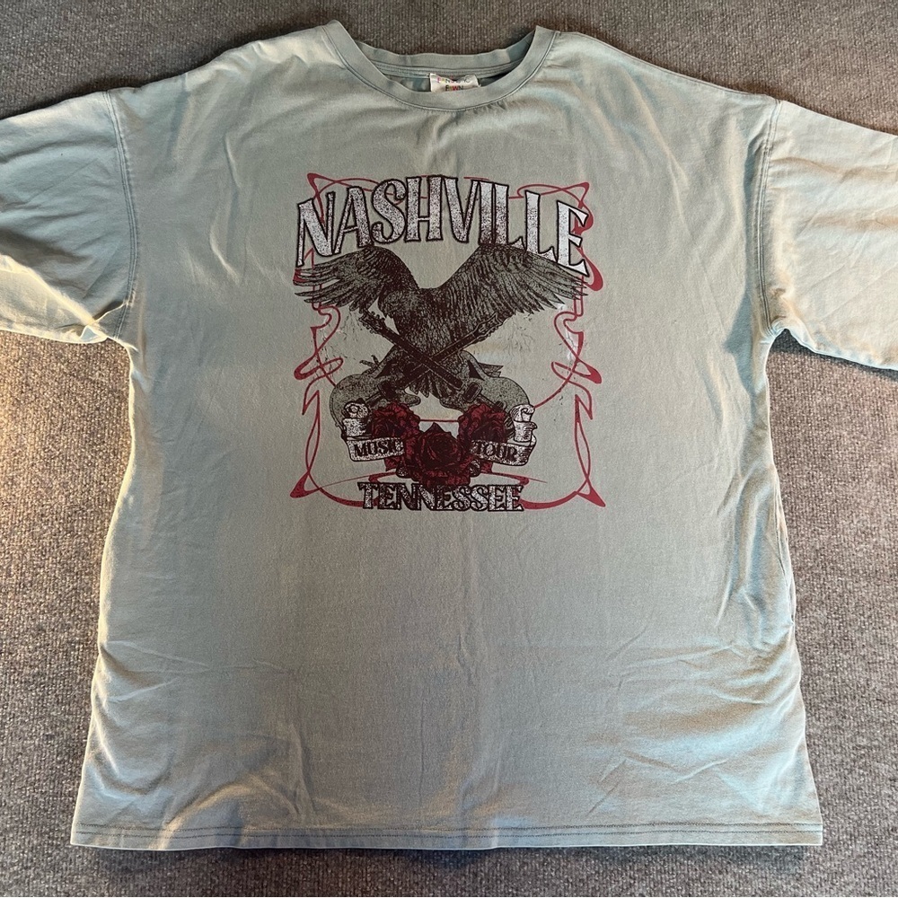 Very Oversized Nashville Graphic Shirt - Mint Green( will fit up to XL